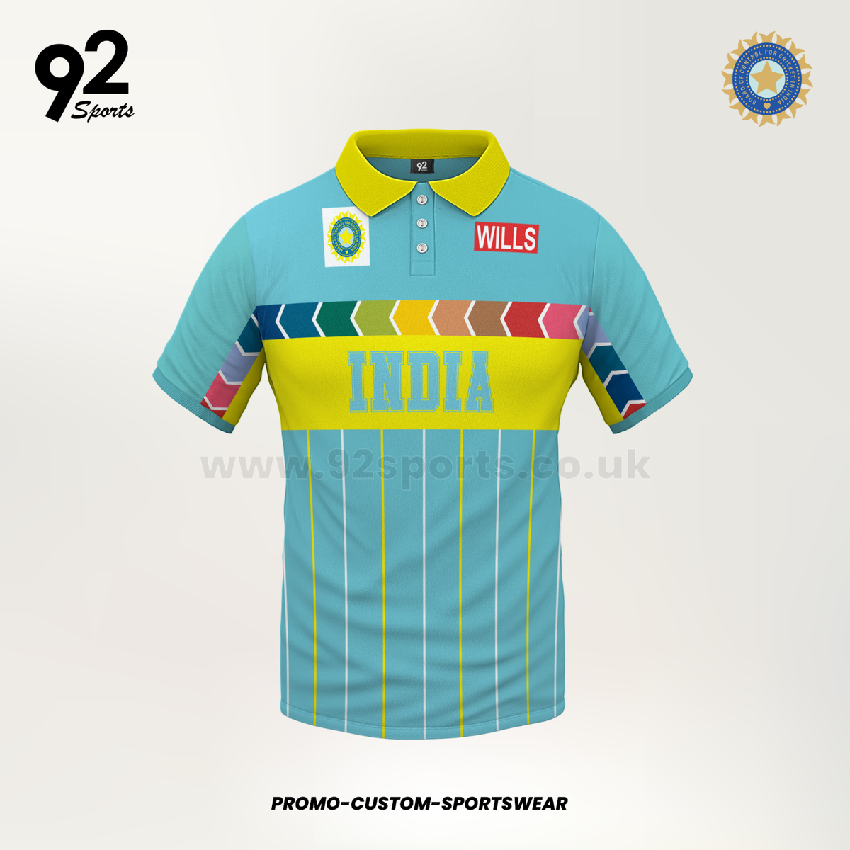 India 1996 ODI World Cup Cricket Shirt – Vintage Retro Classic Polo Jersey  UK
