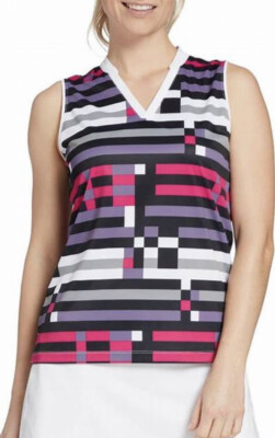 Slazenger Women's Black Pixel Printed Sleeveless Golf Polo Top - Main Image