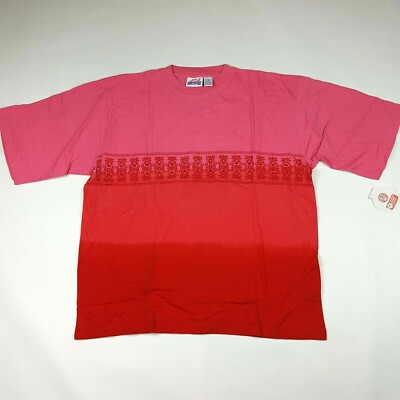 Vintage 90s Hawaiian Pink Tribal Tie-Dye Men's Size XL Aztec Camp T Shirt
