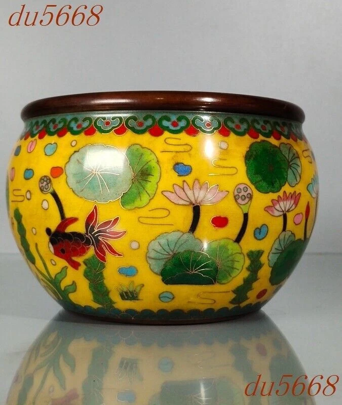 7.2" China bronce Cloisonne animales afortunados peces tanques vajilla tanque bote frasco Foto 3 de 4