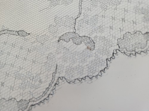 Rare Large Antique Grey Lace Veil Petticoat Milliner 4 Meters 70 B6 No.16 - Picture 10 of 15