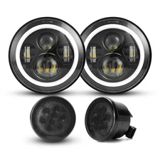 DOT 7" LED Headlights+Turn Signal Blinker Lights Combo For Jeep Wrangler JK 07+