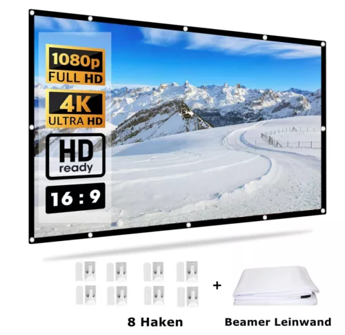 120" Beamer Leinwand Projektorleinwand Faltbarer Projector Screen 16:9 HD +Haken - Bild 1 von 9
