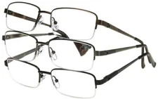 Design Optics by Foster Grant Semi-rimless Metal Reading Glasses 3-pack