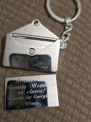 Letter Envelope Keychain Silvertone Metal Keyring To Wendy: Friends See Pics C77 - Picture 5 of 5