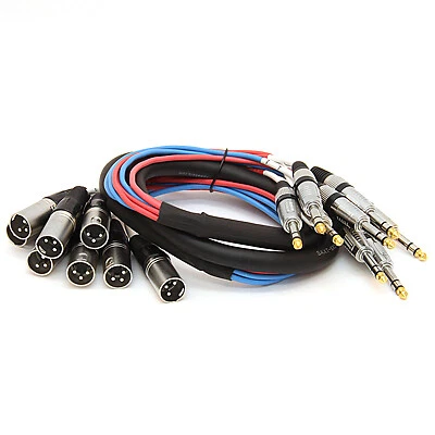 New 8 Channel 5' XLR Male to 1/4" TRS Audio SNAKE CABLE - Image 2 of 4