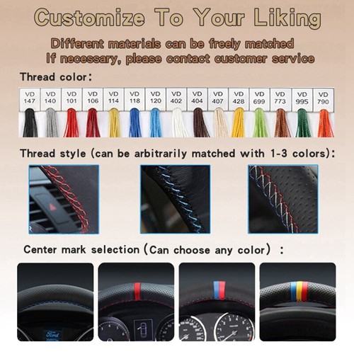 Cubierta de volante de coche de cuero genuino personalizada hágalo usted mismo para BYD e2 e3 S2 D1 Song Pro - Imagen 5 de 5