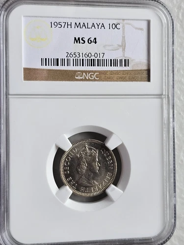 Malaya 10 Cents 1957H NGC MS 64