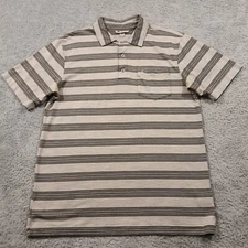 SmartWool Polo Shirt Mens Medium Merino Wool Striped Outdoor Gray