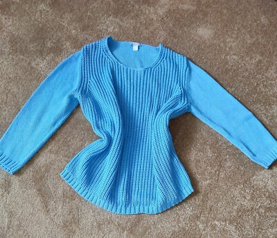 MONA-Pullover Gr.50, hellblau,mit Loop,Langarm.Rundhals,Patentmuster vorn, 49%BW