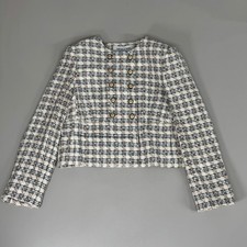 VERONICA BEARD Bentley Tweed Jacket Sz-12 Ivory/Camel 2406TW6810474