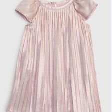 Gap Kids Pink Metallic Satin Pleated Dress • Girls 4 • Party-Ready ✨