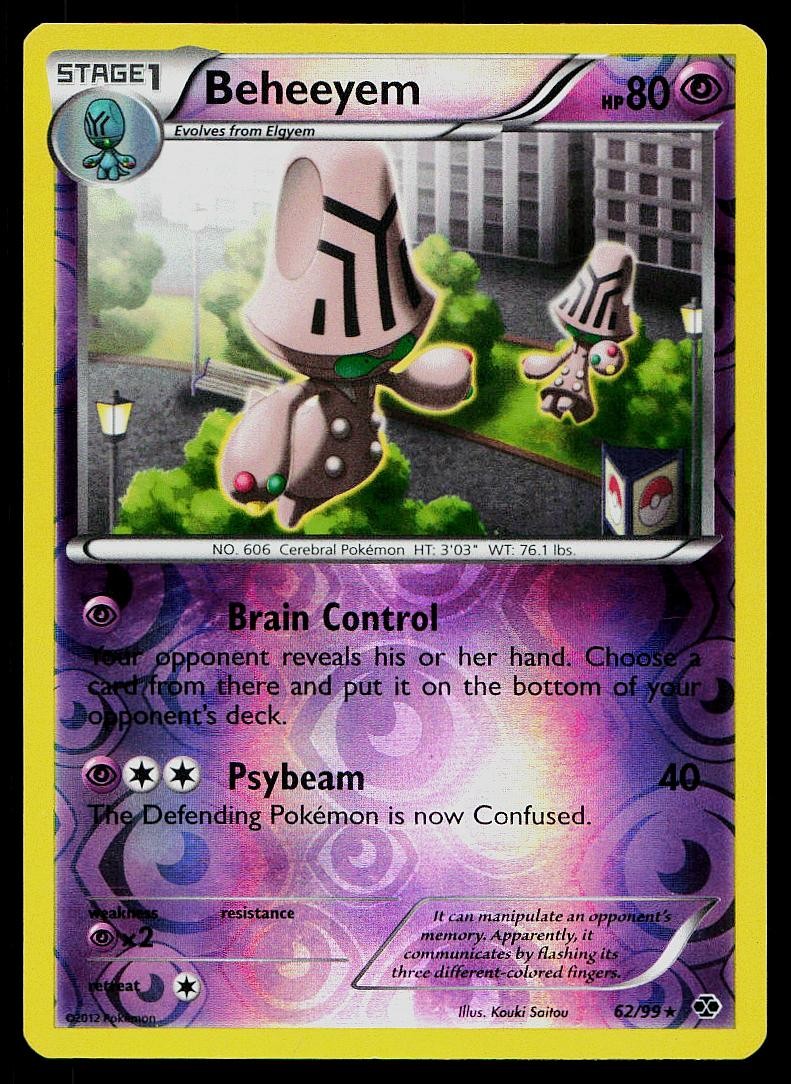 Pokemon Card Next Destinies Beheeyem 62/99 Reverse Holo Rare