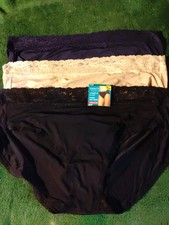 Lot Of 3 Vanity Fair Women's Flattering Lace Hi cut Panties Nylon- Sz 12