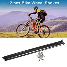 1 Set 14G 291mm Length Bicycle Spokes Nipple 304 Stainless Steel Black Universal