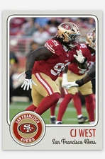 Cj West  Novelty Football Card! San Francisco 49ers