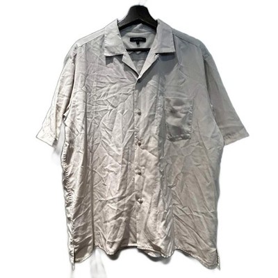Global Work Ivory Short Sleeve Shirt L 100% Rayon Polyester Excellent Condition