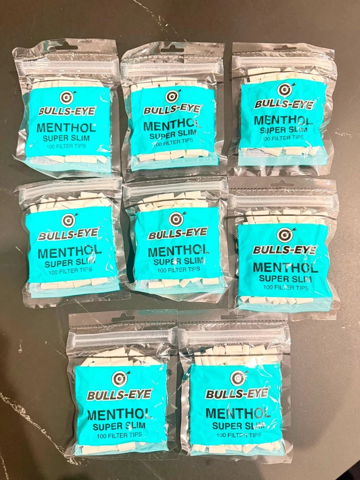Bulls-Eye Menthol Super Slim Filter Tips 8x 100 Pack RYO Tobacco 800x Filters - image 1 of 1