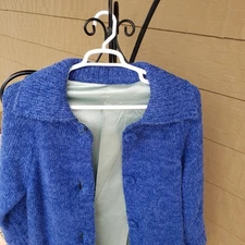 Woman's Sweater Jacket Size Medium/Large Unbranded Lined Possibly Mohair Buttons