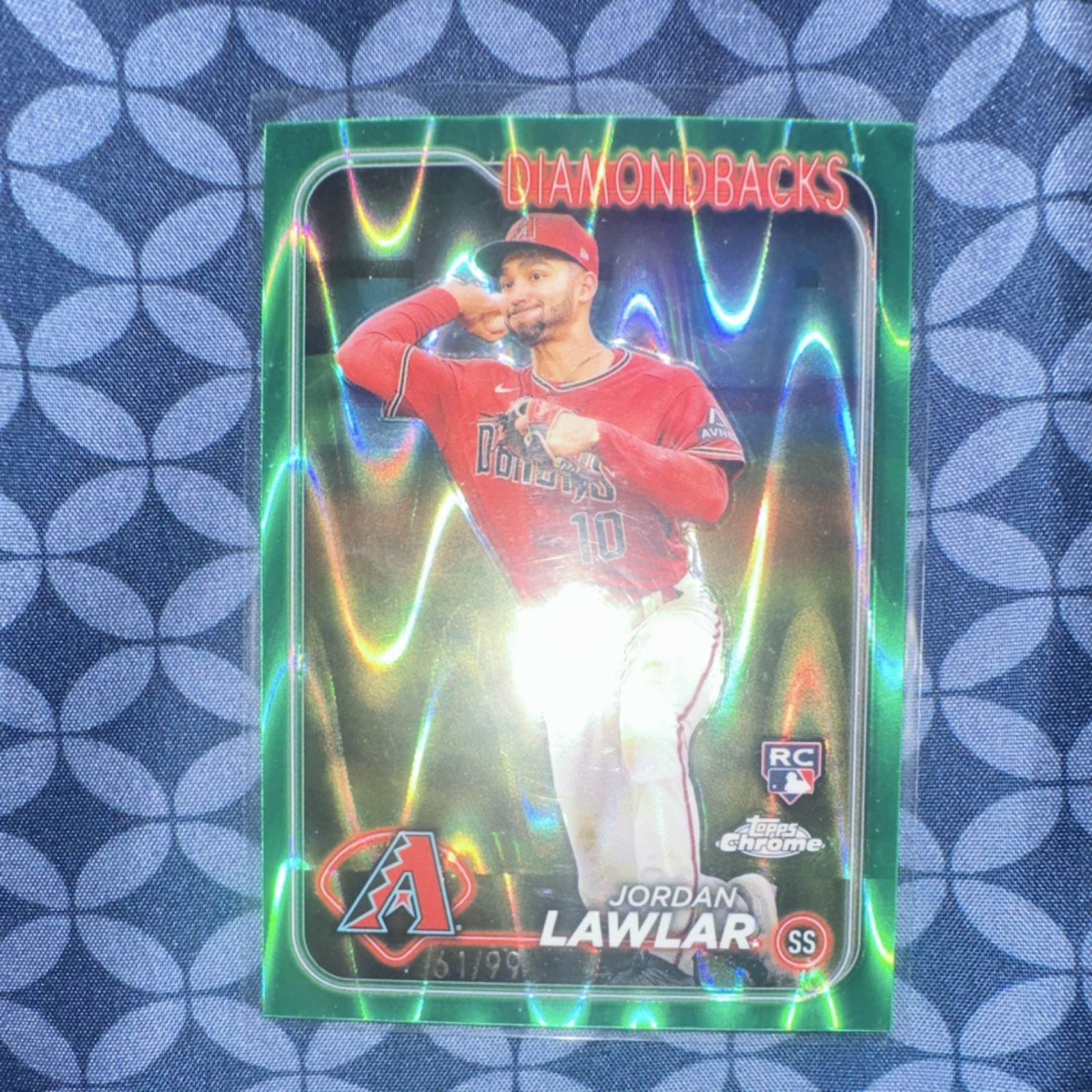 Topps 2024 Chrome Jordan Lawlar Arizona Diamondbacks Green RayWave RC #229 /99