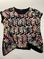Karen Kane Rainbow Leaf Embroidered Hi-Lo Hem Top Size 3X, Excellent Condition