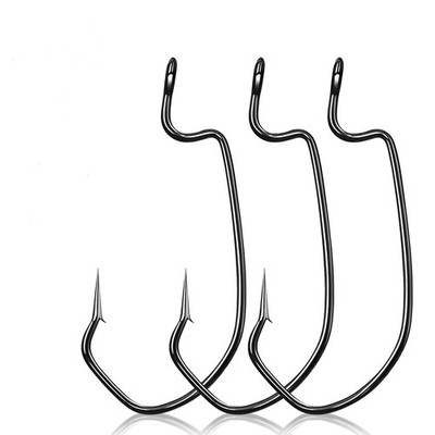 50pcs EWG Worm Hooks V-Bend Offset Hooks with Extra Wide Gap Texas Rig Hooks