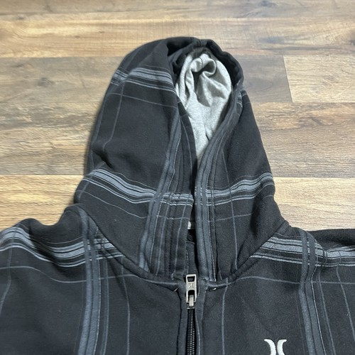 Y2K Hurley Zip Black Hoodie Zip Up Youth Size L Large Cyber Grunge - Picture 4 of 10