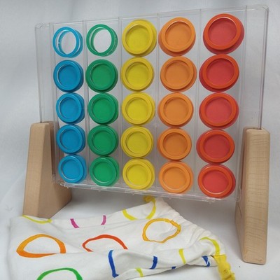 Drop & Match Dot Catcher Connect Four Style Rainbow Game with Storage Bag