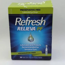 Refresh Relieva PF Lubricates Sensitive Eyes 30 Vials 0.01 oz Sterile,Exp 3/2026
