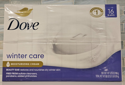 Dove Winter Care Beauty Soap Dry Skin Moisturizing Cream 16 Soap Bars of 3.75 oz