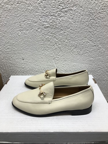Gucci Women's Jordaan White Loafers with Crystals Horse Bit Size EU 39 US 9 H412