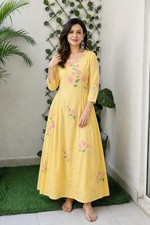 Women Floral Print Rayon Midi Dress Full Flare Summer Casual Dress