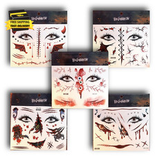 Halloween Temporary Tattoos  Halloween Face Tattoos  Fake Wounds  Fake Scars  Forcin