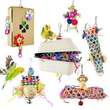 6PCS Bird Parakeet Cockatiel Toys - Foraging Shredder Box, Hanging Toys, Love...