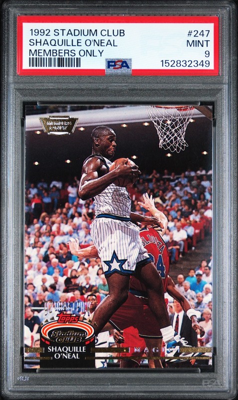 1992 STADIUM CLUB MEMBERS ONLY #247 SHAQUILLE O'NEAL ROOKIE RC PSA 9