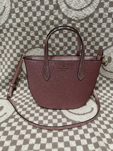NWT Kate Spade Glitter Glimmer Satchel Crossbody Bag Handbag In pink