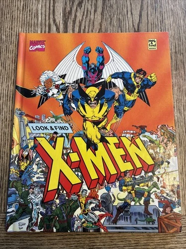 Marvel Look & Find X-Men 1992 Book Vintage Wolverine Hidden Pictures Kids Beast