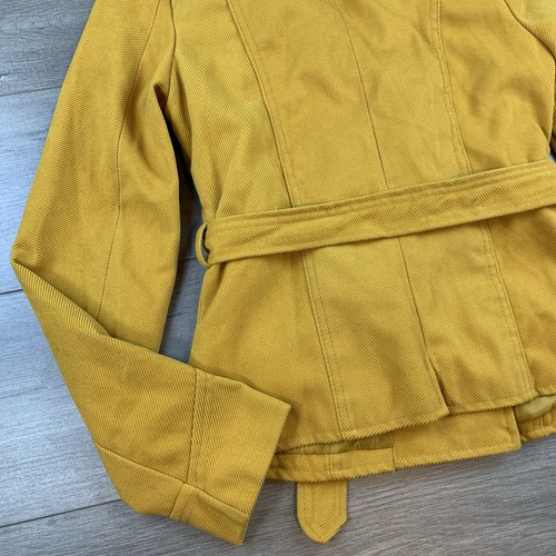 Vtg 90s Y2K Paris Blues Double Breasted Corduroy Pea Coat Women’s Small Yellow - Picture 10 of 17