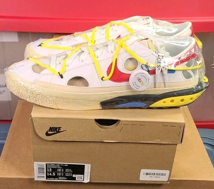 OFF WHITE X NIKE Nike Blazer Low '77 x Off White Uomo Tg 13 Bianco Università Rosso Giallo ?