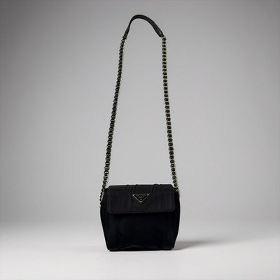 ショルダーバッグ PRADA TESSUTO NYLON CHAIN SHOULDER BAG Prada Tessuto Nylon Acciaio Chain Shoulder Bag Black 1797318