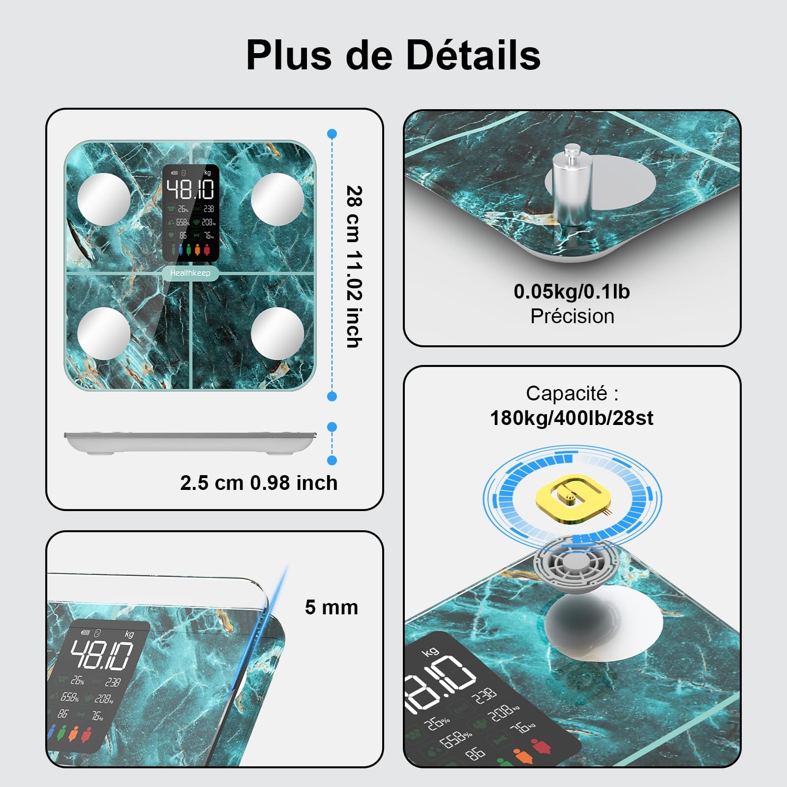 balance connectée impédancemètre – vue détaillée