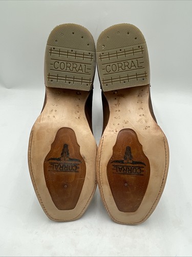 Botas Corral Para Hombre A4229 Marrón Bordadas Puntera Cuadrada Estrecha Talla 11.5D - Imagen 8 de 9