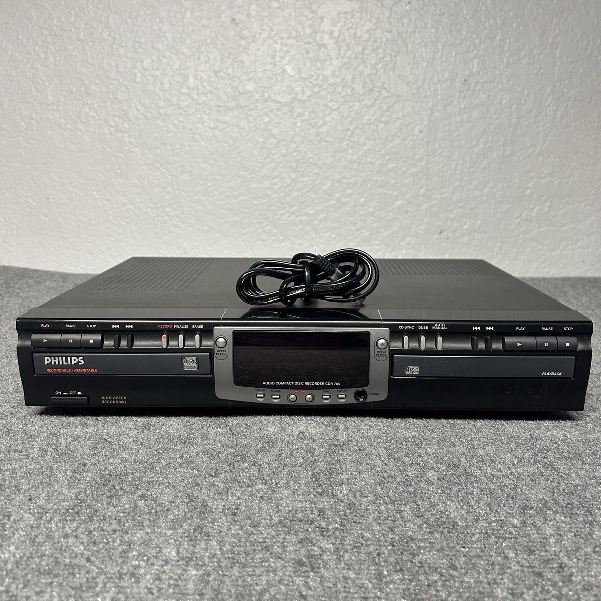Phillips CDR 765 CD Player Recorder FOR PARTS OR REPAIR (Plays CDs
