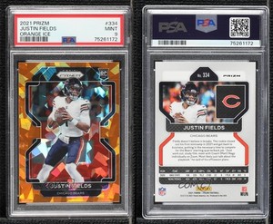 2021 Panini Prizm Orange Ice Justin Fields #334 PSA 9 MINT Rookie RC