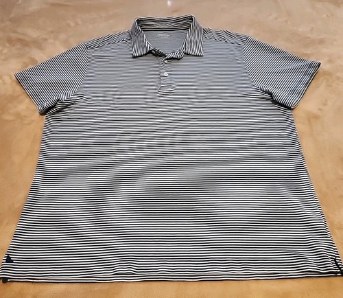 Untuckit mens polo shirt XL Blue stripe Cotton Spandex short sleeve - Picture 3 of 7