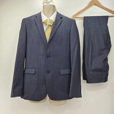 DKNY Suit 2 Piece Blue Wool Blend Men’s Jacket Blazer 40R Trousers W34R