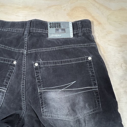 A6013 Vintage SouthPole Corduroy Pants Men’s 34x30 Y2K Black Straight Leg - Picture 3 of 14