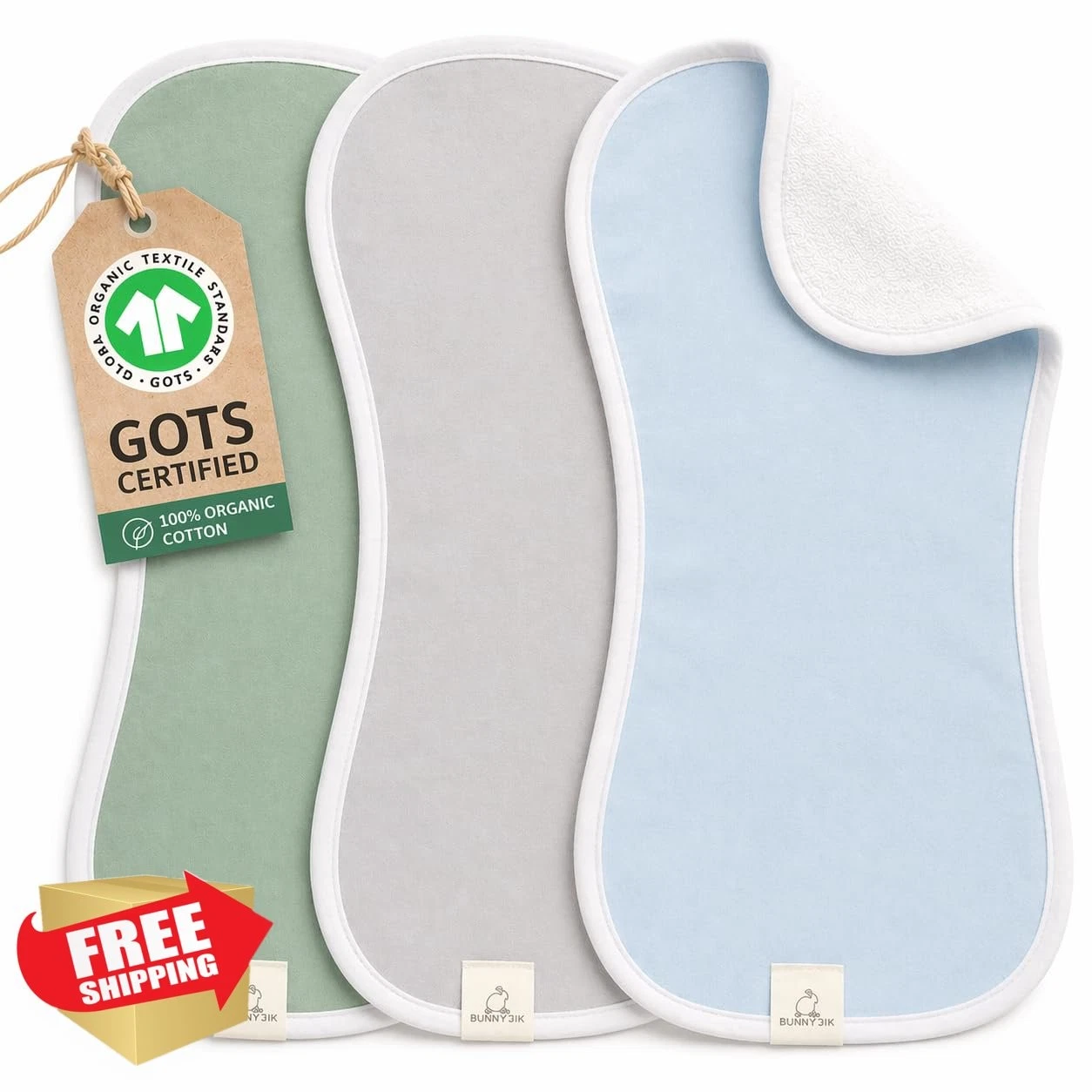 bunnyjik Organic Burp Cloths Nordic Shores 3 Pack