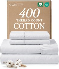 100 Cotton Sheets Queen - 4 Piece 400 Thread Count Smooth Sateen Sheet Set -