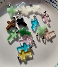 Natural Quartz Crystal Stone Chakra Healing Gemstone Cross Pendant Necklace 